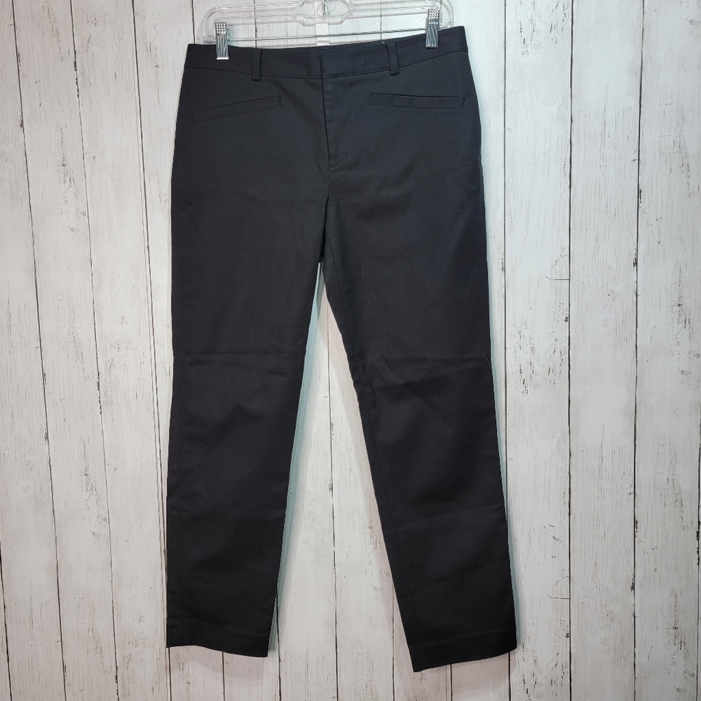 Club Monaco Women's Black Cotton Stretch Blend Straight Leg Pants Size 6.